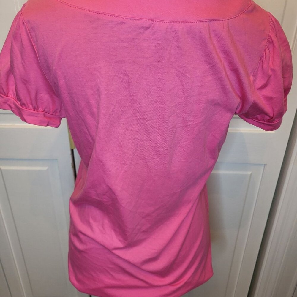 Vintage Y2K Pink Tunic Puff Sleeves Patch Pockets Hannah S Preppy 00s Y2K Retro - Picture 2 of 8